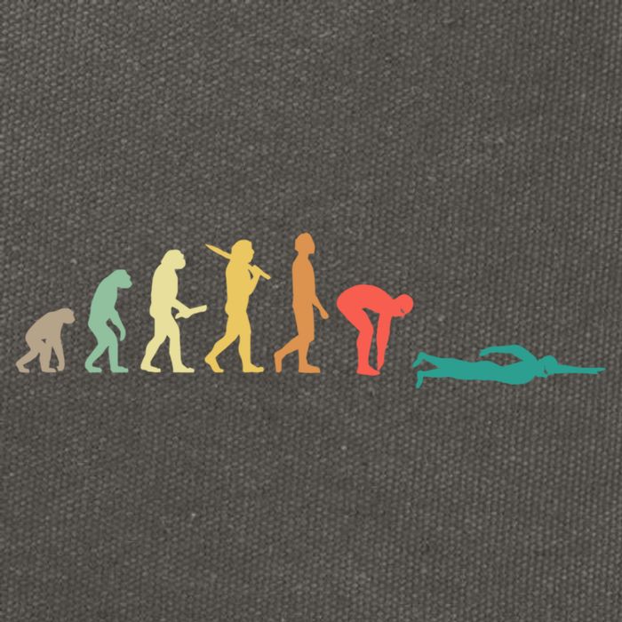 Retro Swimming Evolution Gift For Swimmers Gift Cotton Canvas Backpack