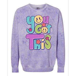 Retro Smiley Emoji You Got This Colorblast Crewneck Sweatshirt