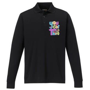 Retro Smiley Emoji You Got This Performance Long Sleeve Polo