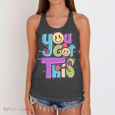 Retro Smiley Emoji You Got This Women's Knotted Racerback Tank