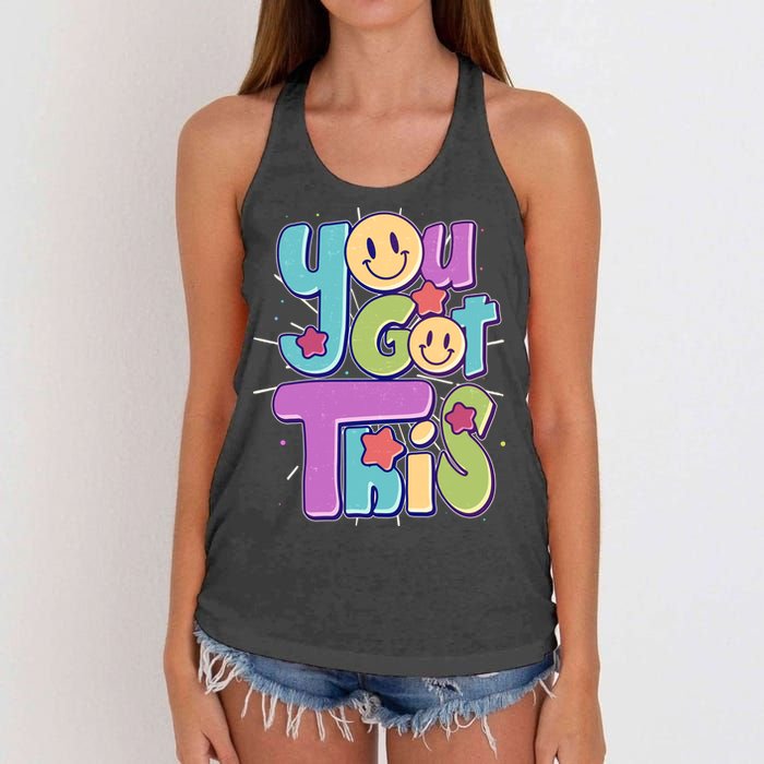 Retro Smiley Emoji You Got This Women's Knotted Racerback Tank