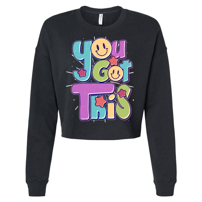 Retro Smiley Emoji You Got This Cropped Pullover Crew