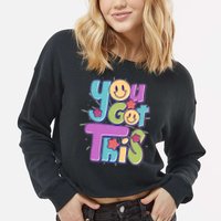 Retro Smiley Emoji You Got This Cropped Pullover Crew