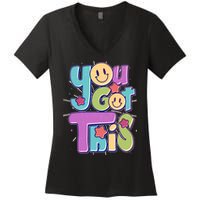 Retro Smiley Emoji You Got This Women's V-Neck T-Shirt