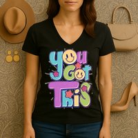 Retro Smiley Emoji You Got This Women's V-Neck T-Shirt