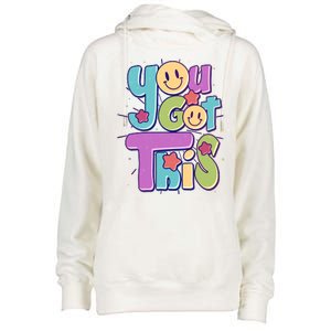 Retro Smiley Emoji You Got This Womens Funnel Neck Pullover Hood