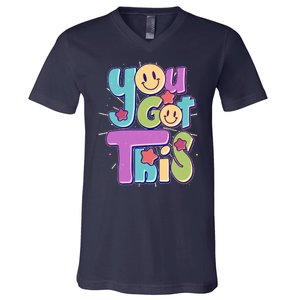 Retro Smiley Emoji You Got This V-Neck T-Shirt