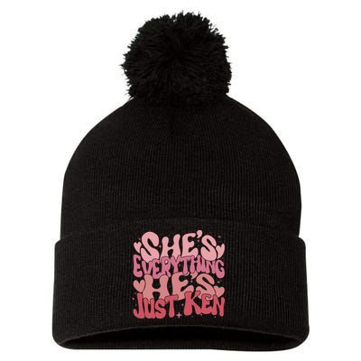 Retro Shes Everything Hes Just Ken Pom Pom 12in Knit Beanie