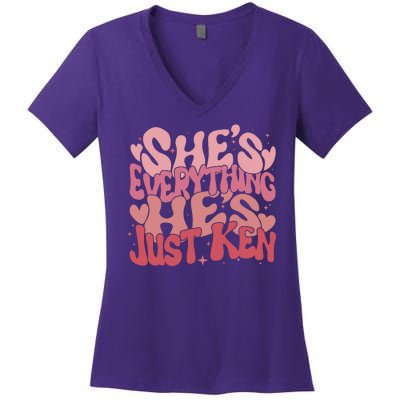 Retro Shes Everything Hes Just Ken Women's V-Neck T-Shirt