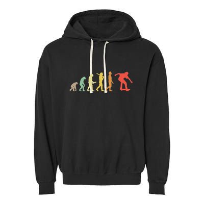 Retro Skating Evolution Gift For Skaters & Skateboarders Garment-Dyed Fleece Hoodie