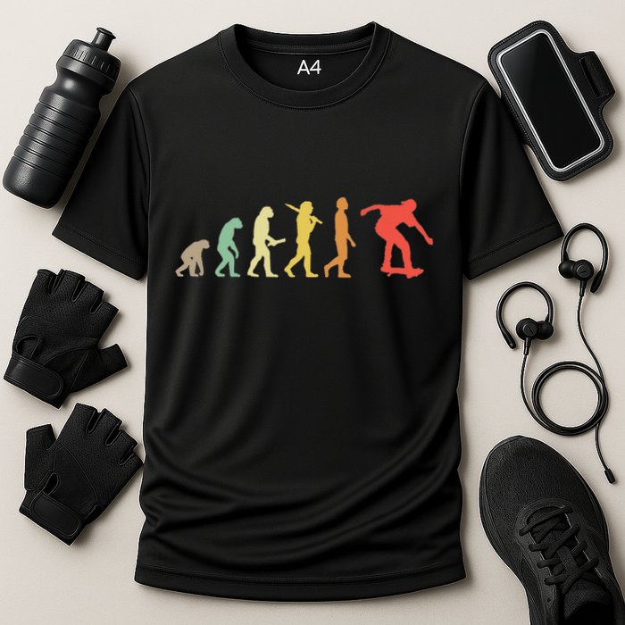 Retro Skating Evolution Gift For Skaters & Skateboarders Cooling Performance Crew T-Shirt