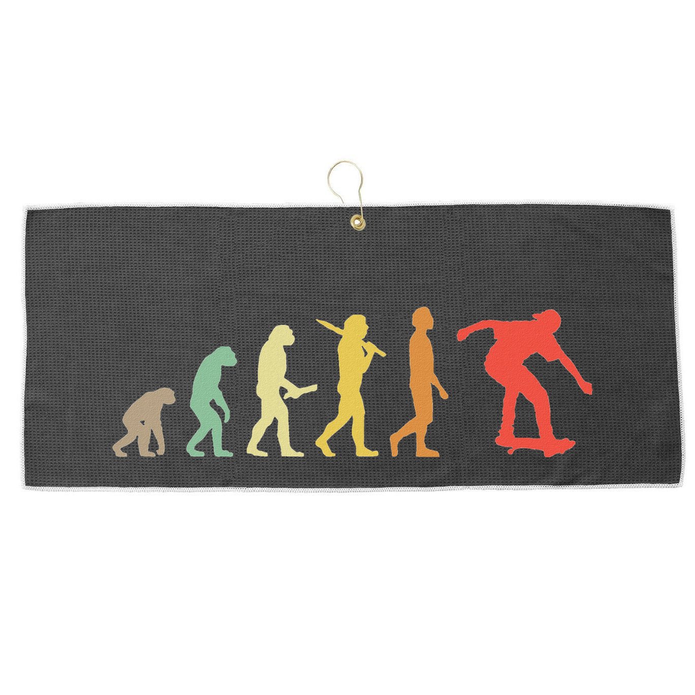 Retro Skating Evolution Gift For Skaters & Skateboarders Large Microfiber Waffle Golf Towel