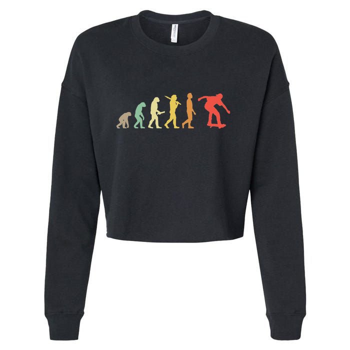 Retro Skating Evolution Gift For Skaters & Skateboarders Cropped Pullover Crew