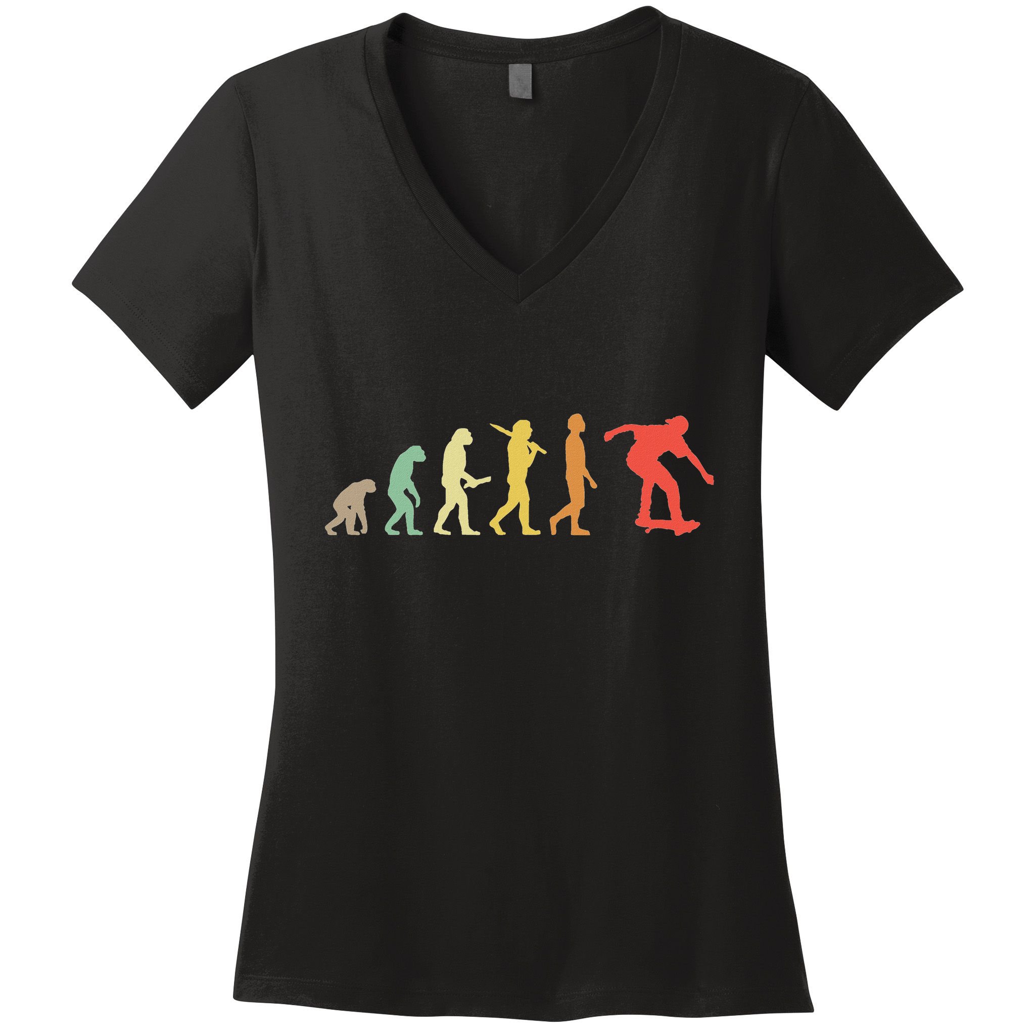 Retro Skating Evolution Gift For Skaters & Skateboarders Women's V-Neck T-Shirt