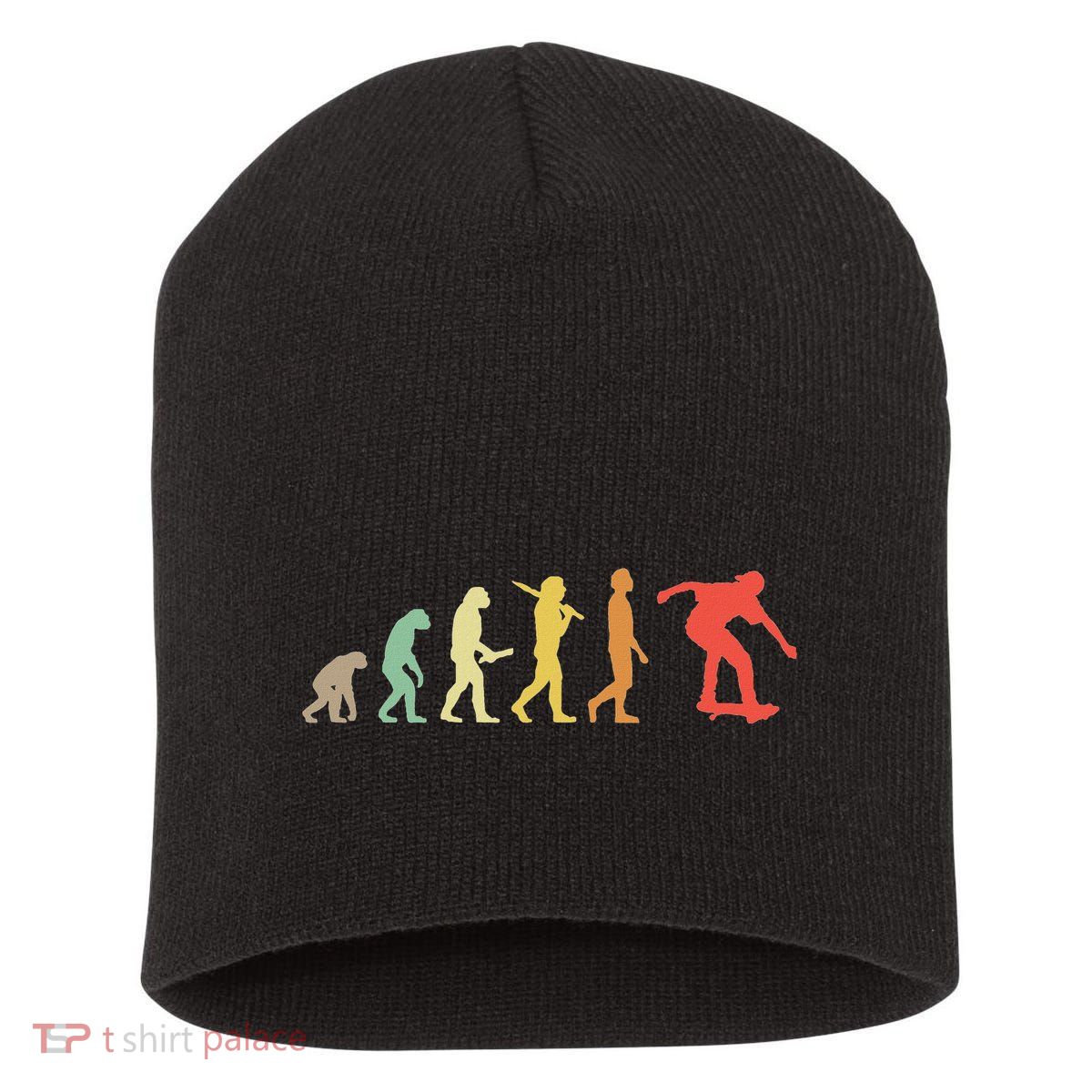 Retro Skating Evolution Gift For Skaters & Skateboarders Short Acrylic Beanie