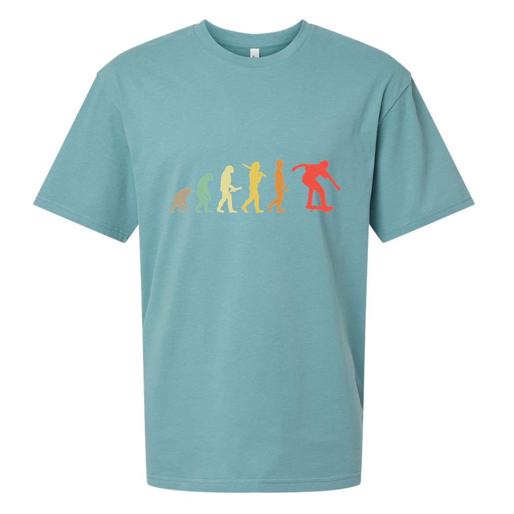 Retro Skating Evolution Gift For Skaters & Skateboarders Sueded Cloud Jersey T-Shirt