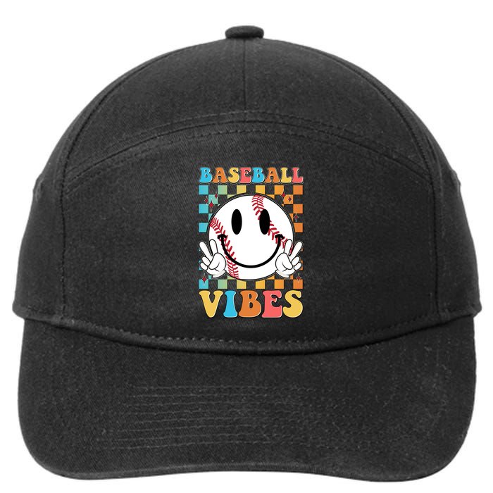 Retro Smiley Emoji Baseball Vibes 7-Panel Snapback Hat