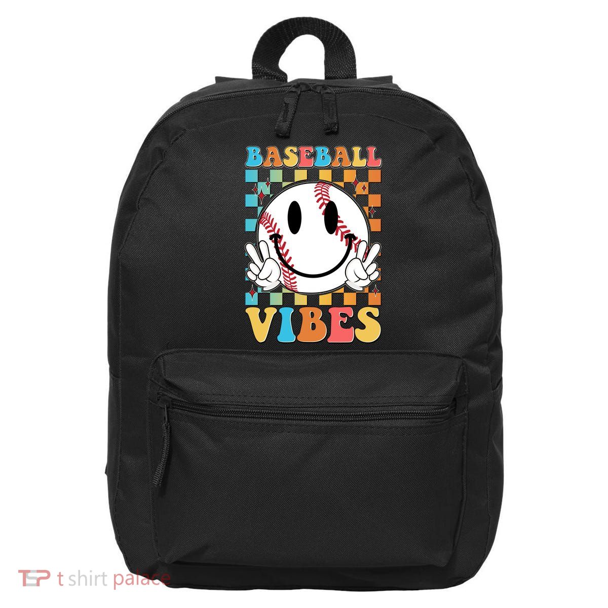 Retro Smiley Emoji Baseball Vibes 16 in Basic Backpack