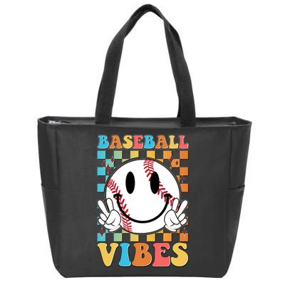 Retro Smiley Emoji Baseball Vibes Zip Tote Bag