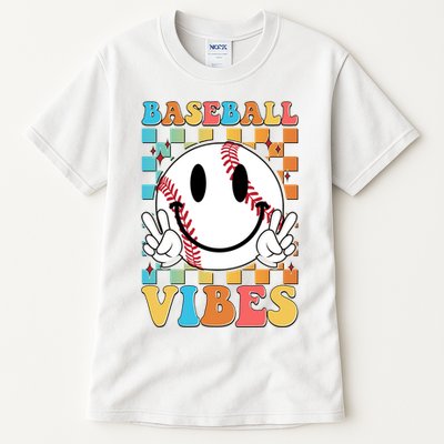 Retro Smiley Emoji Baseball Vibes Tall T-Shirt
