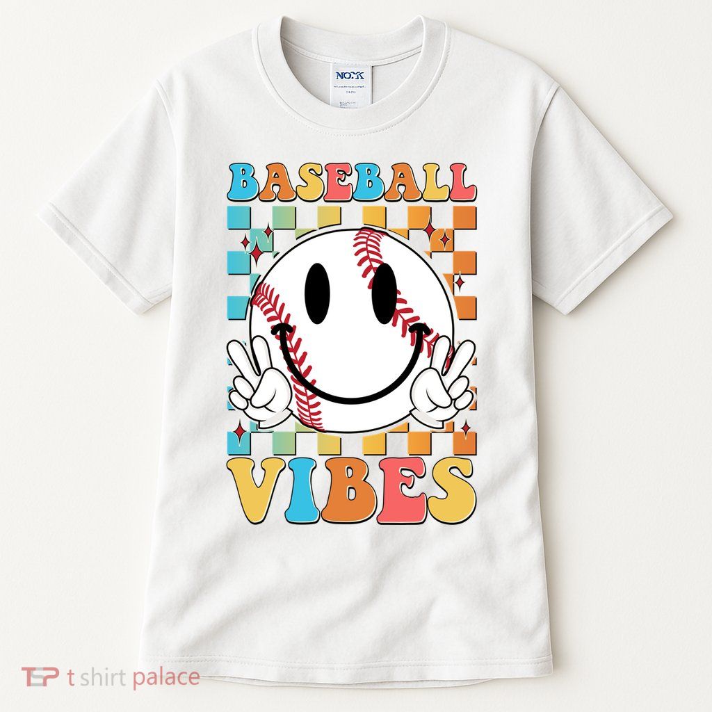 Retro Smiley Emoji Baseball Vibes Tall T-Shirt