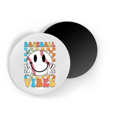 Retro Smiley Emoji Baseball Vibes Magnet