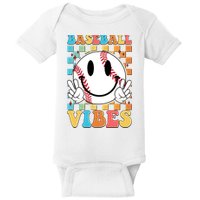 Retro Smiley Emoji Baseball Vibes Baby Bodysuit