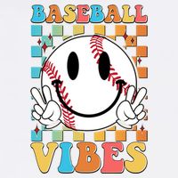 Retro Smiley Emoji Baseball Vibes Baby Bodysuit