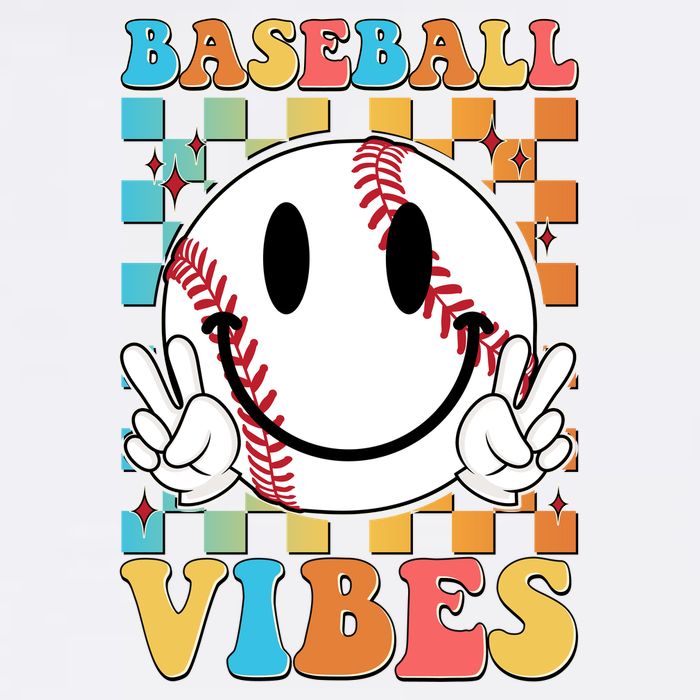 Retro Smiley Emoji Baseball Vibes Baby Bodysuit