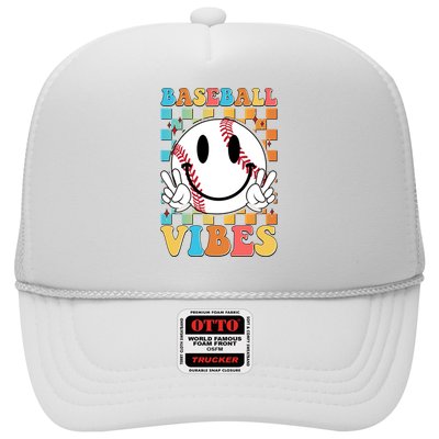 Retro Smiley Emoji Baseball Vibes Trucker Hat