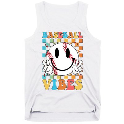 Retro Smiley Emoji Baseball Vibes Tank Top