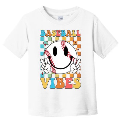 Retro Smiley Emoji Baseball Vibes Toddler T-Shirt