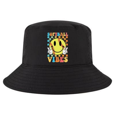 Retro Smiley Emoji Softball Vibes Cool Comfort Performance Bucket Hat