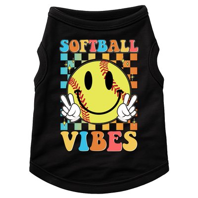Retro Smiley Emoji Softball Vibes Doggie Tank