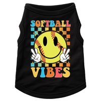 Retro Smiley Emoji Softball Vibes Doggie Tank