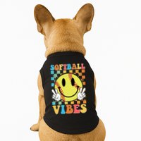 Retro Smiley Emoji Softball Vibes Doggie Tank