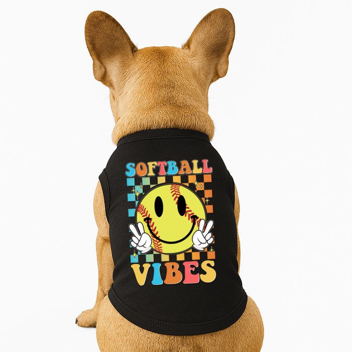 Retro Smiley Emoji Softball Vibes Doggie Tank