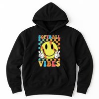 Retro Smiley Emoji Softball Vibes Hoodie