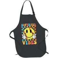 Retro Smiley Emoji Softball Vibes Apron