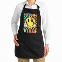 Retro Smiley Emoji Softball Vibes Apron