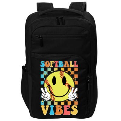 Retro Smiley Emoji Softball Vibes Impact Tech Backpack