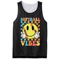 Retro Smiley Emoji Softball Vibes Mesh Reversible Basketball Jersey Tank