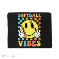 Retro Smiley Emoji Softball Vibes Mousepad