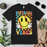 Retro Smiley Emoji Softball Vibes Premium T-Shirt