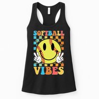 Retro Smiley Emoji Softball Vibes Womens Tank Top