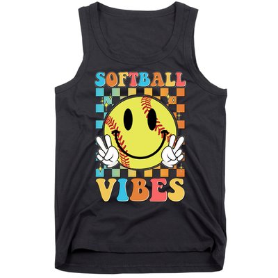 Retro Smiley Emoji Softball Vibes Tank Top