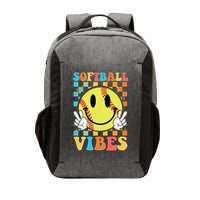 Retro Smiley Emoji Softball Vibes Vector Backpack