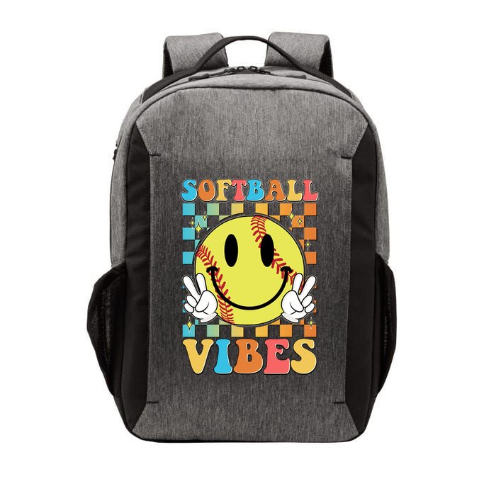 Retro Smiley Emoji Softball Vibes Vector Backpack