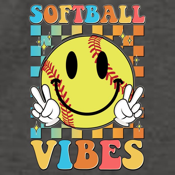 Retro Smiley Emoji Softball Vibes Vector Backpack