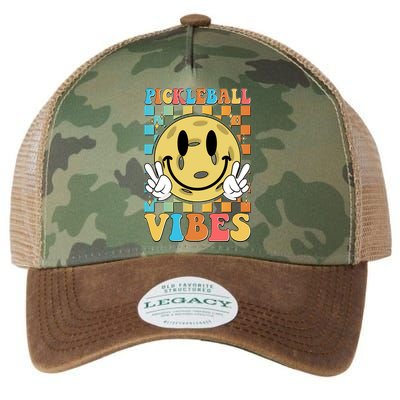 Retro Smiley Emoji Pickleball Vibes Legacy Tie Dye Trucker Hat
